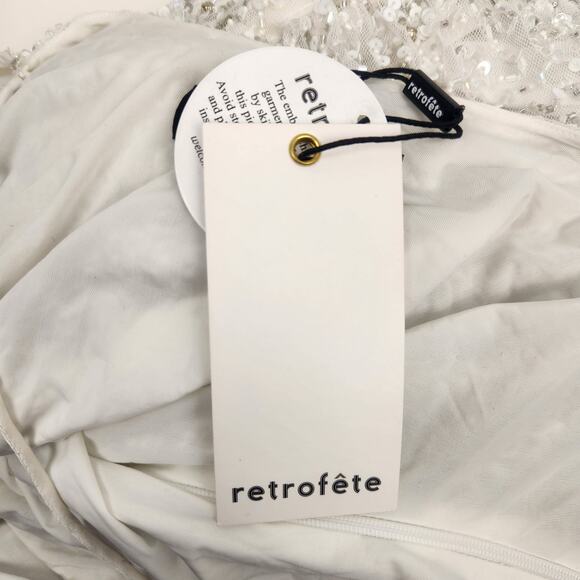Retrofete Marley Sequin Maxi Dress In White Size Large NWT Draped Neckline - Picture 12 of 14